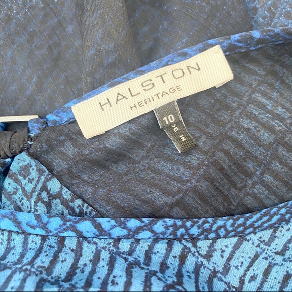 Halston Heritage Blue & Black Python Sheer Blouse - Picture 8 of 9